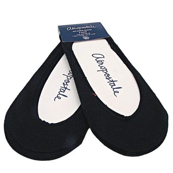 Aeropostale 2 Pack No-Show Socks Womens Black Cotton Blend One Size Fits All - Picture 1 of 5